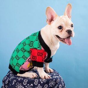 Poochie Colorblock Pet Cardigan Sweater for Dog or Cat Multicolor